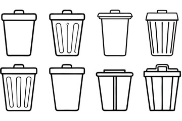 Trash Can Vector Set for Eco-Friendly Design