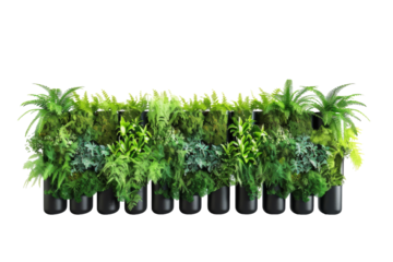 Urban Greenery: Vertical Garden Planters Isolated On Transparent Background