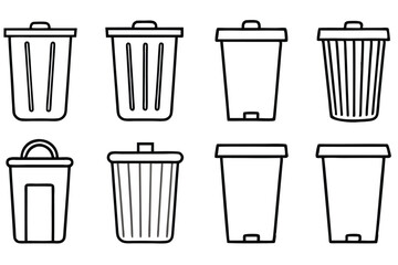 Modern Trash Bin Icons for Urban Cleanliness Themes