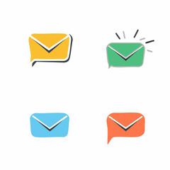 Collection of colorful envelope icons in speech bubbles. Vector Image