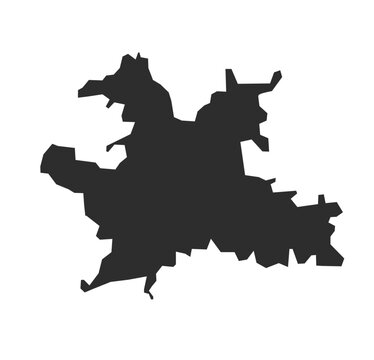 Flat Black Vector Map of Solapur District, Maharashtra, India