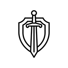 Sword and Shield Outline Representing Security and Defense Symbol