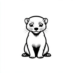 Obraz premium Ferret icon design in simple black line art style showcasing the adorable features of a sitting ferret