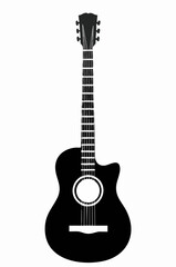 Obraz premium Acoustic Guitar Silhouette Vector Illustration. Vector Image