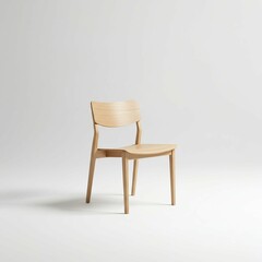 Wooden Chair Simple Design on White Background Interior Decor
