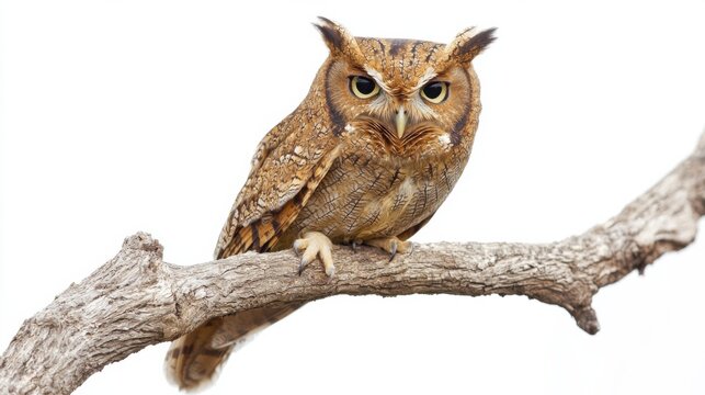 indian scops owl or Otus bakkamoena portrait perched on branch in a natural setting at keoladeo national park or bharatpur bird sanctuary rajasthan india