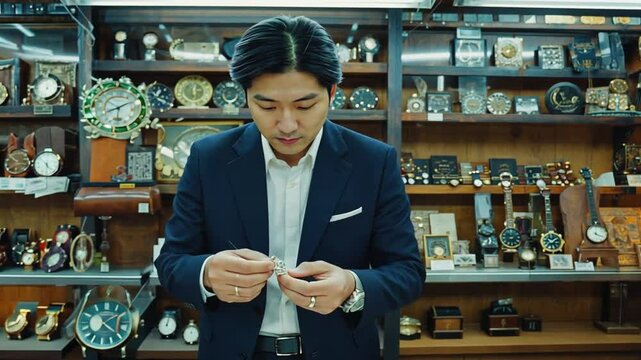 Selling jewelry in a gold buying store.