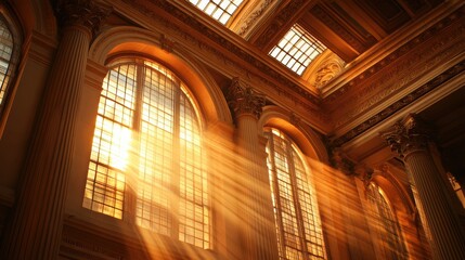 Obraz premium A businessman buying shares in a stock exchange building.