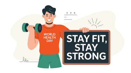 World Health Day vector illustration in flat design showing medical professionals, heart health, stethoscope, and healthcare icons – perfect for hospital, clinic, wellness, and medical campaign design