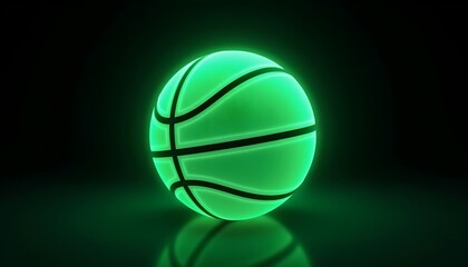 Luminous Green Basketball Glowing in the Dark