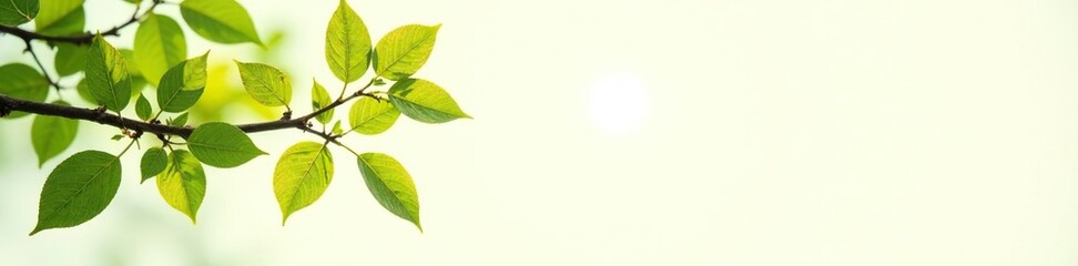 Obraz premium Isolated branches on white background with sunlight, leaves, , nature