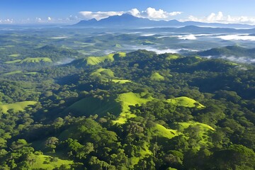 Obraz premium Aerial View Green Hills, Mountains