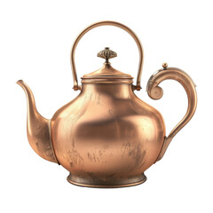 Retro Tea Tradition: Vintage-Style Copper Kettle Isolated On Transparent Background