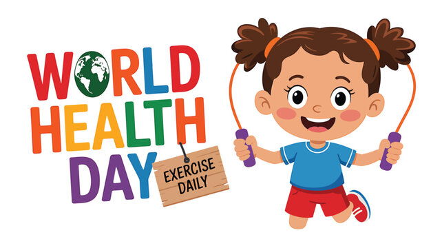 World Health Day vector illustration in flat design showing medical professionals, heart health, stethoscope, and healthcare icons – perfect for hospital, clinic, wellness, and medical campaign design