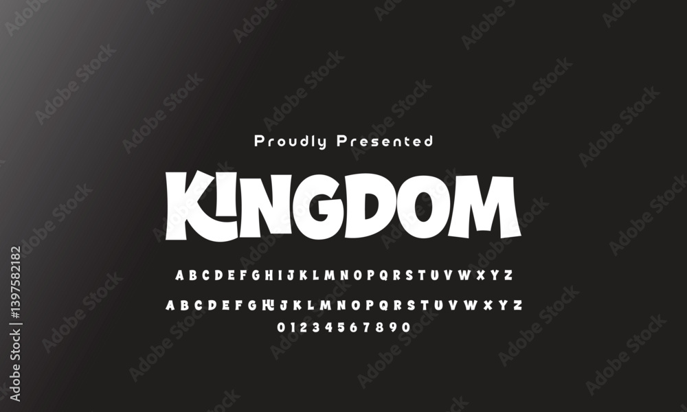 Fototapete playful style font design, childish alphabet letters and numbers vector illu thick funny font for he