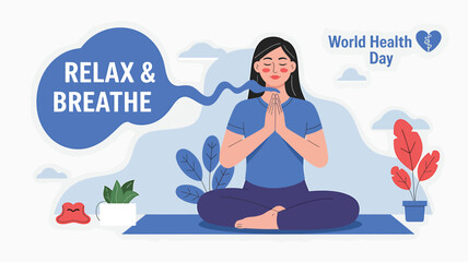 World Health Day vector illustration in flat design showing medical professionals, heart health, stethoscope, and healthcare icons – perfect for hospital, clinic, wellness, and medical campaign design