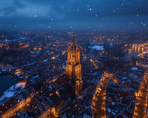 Fototapeta premium Winter Cityscape Aerial View