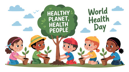 World Health Day vector illustration in flat design showing medical professionals, heart health, stethoscope, and healthcare icons – perfect for hospital, clinic, wellness, and medical campaign design