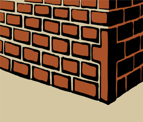 Vector drawing. Cornerstone at the base of the wall