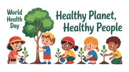 World Health Day vector illustration in flat design showing medical professionals, heart health, stethoscope, and healthcare icons – perfect for hospital, clinic, wellness, and medical campaign design