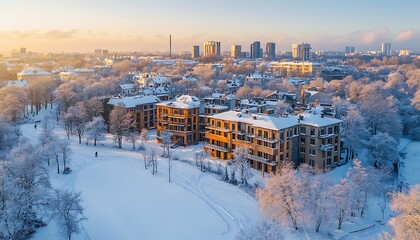 Obraz premium Winter Cityscape Aerial