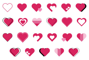 シンプルなハートマーク セット 赤色