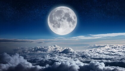 Fototapeta premium Full moon above the clouds