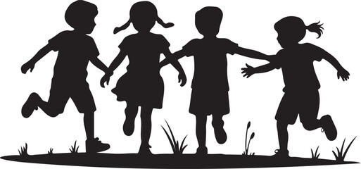 Children Playing Silhouette Illustration