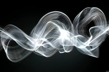 Abstract light waves create mesmerizing background that captivates viewer with its fluid motion and ethereal quality, evoking sense of wonder and tranquility
