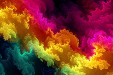 Vibrant abstract background featuring swirling colors of pink, orange, yellow, green, and blue creating dynamic and energetic visual experience. This artwork evokes sense of creativity