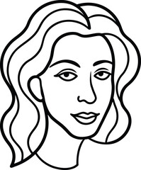 Abstract Female Face Line Drawing Minimalist Profile Vector Art