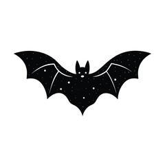 Fototapeta premium Bat Flying Starry Sky Illustration