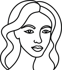 Abstract Female Face Line Drawing Minimalist Profile Vector Art