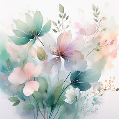 Subtle Abstract Flora in Soft Pastels
