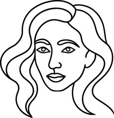 Abstract Female Face Line Drawing Minimalist Profile Vector Art