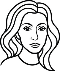 Abstract Female Face Line Drawing Minimalist Profile Vector Art