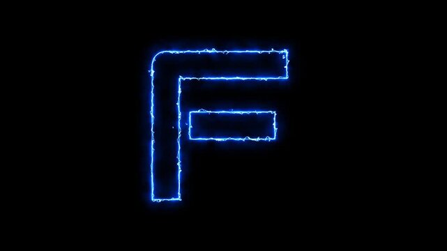 High-energy blue spark outline animation of letter F. A modern motion graphic element suited for branding, digital intros, logo reveals, and creative typography animations.