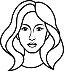 Abstract Female Face Line Drawing Minimalist Profile Vector Art