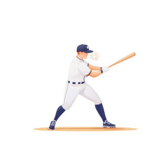 A baseball player in a white uniform swings a bat, capturing the dynamic moment of a game in action, perfect for sports-themed projects and promotional materials.