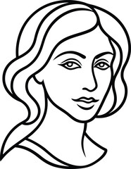 Abstract Female Face Line Drawing Minimalist Profile Vector Art