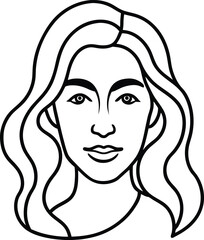 Abstract Female Face Line Drawing Minimalist Profile Vector Art