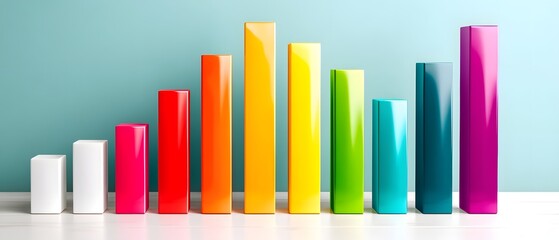 Obraz premium Investment growth visualization wealth and finance colorful stacked assets business environment minimal concept