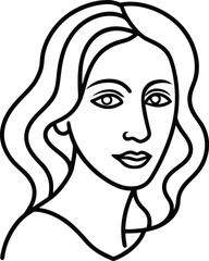 Abstract Female Face Line Drawing Minimalist Profile Vector Art