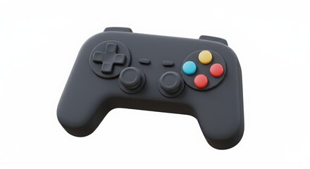 Black Gaming Controller with Colorful Buttons for Entertainment and Recreation
