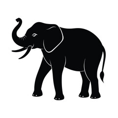 Fototapeta premium Elephant Trunk Raised Silhouette Vector