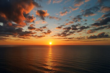 Obraz premium A breathtaking sunset illuminating the ocean with vibrant colors and serene reflections.