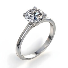 Elegant Diamond Engagement Ring: timeless sophistication in Silver with Sparkling Round Cut Gemstone