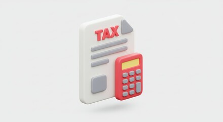 Calculating Taxes Form with Calculator 3d Render for Finance Concept