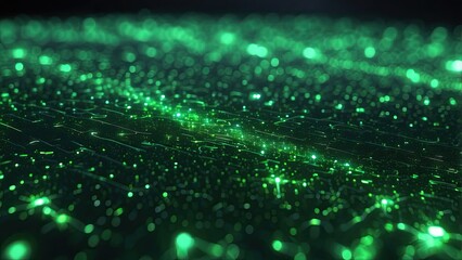 Abstract digital background featuring a cascade of green binary code