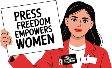 World Press Freedom Day Concept with Microphone, Newspaper, Camera, and Journalistic Symbols in Modern Flat Vector Style – Ideal for Media Rights, Journalism, and Freedom of Speech Themes